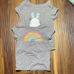 Cat & Jack Gray Tee with Bunny and Rainbow